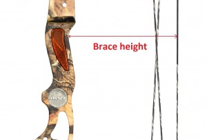 Image of the compound bow with a brace height drawn